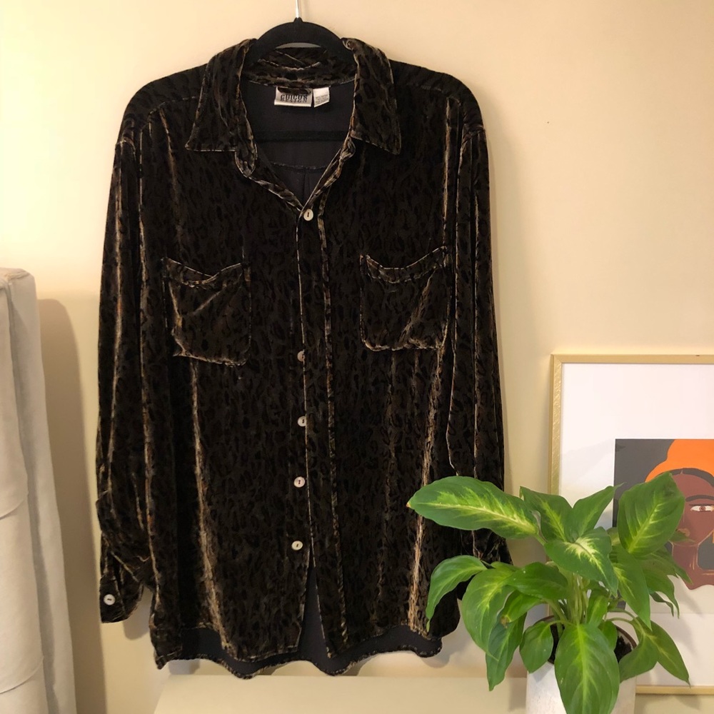 Vintage Chico Designs Velvet Leopard Print Blouse